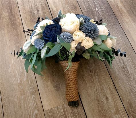 dusty blue bridal bouquet real flowers